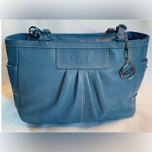Coach Sky Blue Leather Shoulder Bag
